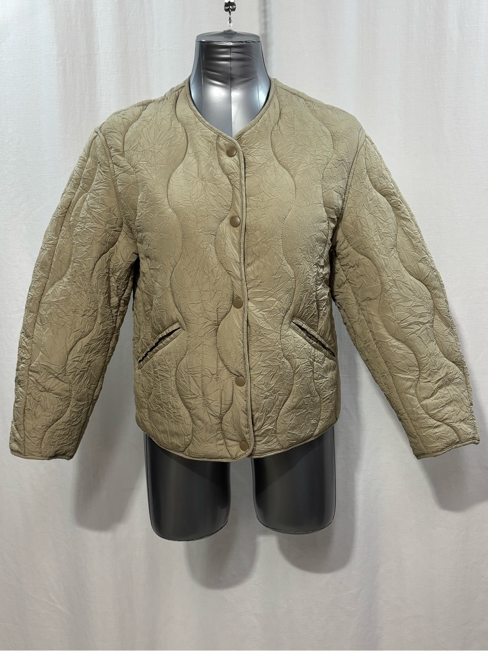 H&M Women’s Lightweight Quilted Liner Puffer Jacket in Beige Tan XS - 542 - Picture 2 of 7